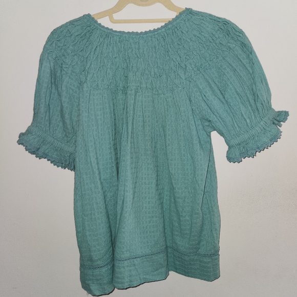 NWT Sundance Lodi Henley Top Brittany Blue Green Blouse - Picture 7 of 8